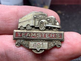 Teamsters Local 691 Vintage 1955 Rare Service Award Pin.