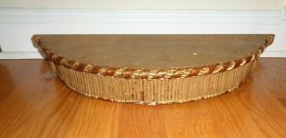 Vintage Gold Gilt Carved Wood Hollywood Regency Wall Shelf Bed Crown Roping