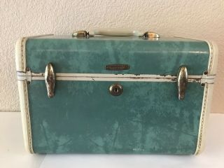 Vintage Green Marbled Samsonite Train Case Luggage Suitcase Very