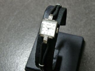 Vintage Rolex 18K White Gold Case & 2p Diamonds /Hand - Winding Woman ' s Watch 3
