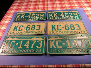 Vintage Colorado License Plate 1972 - - 1973 - - 1974
