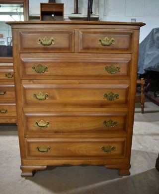Vintage Cushman Colonial Solid Maple Full Size Bedroom Set Furniture 3