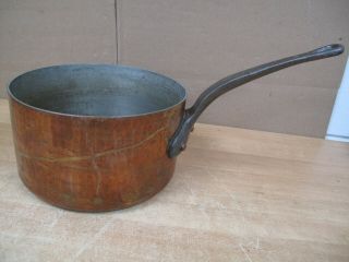 Antique E.  Dehillerin 8” Copper Pan Pot Heavy France Hammered