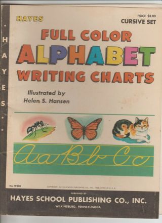Vintage 1968 Hayes School Full Color Alphabet Writing Charts Cursive Set Hansen