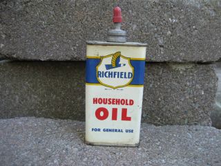 Vintage Richfield Handy Household Oil Can.  Lead Top