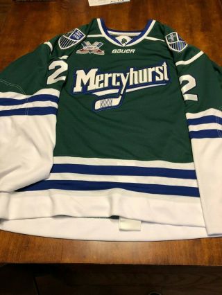 Mercyhurst Road Hockey Jersey 2 Carlson Bauer 56 15th Anniversary League Patch