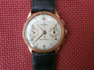 18k Gold Universal Geneve Uni Compax Vintage Chronograph Watch Cal 285