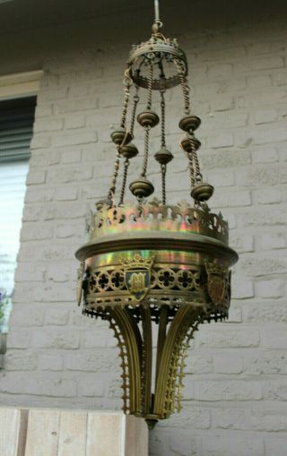 Antique French Church Religious Neo Gothic Chandelier