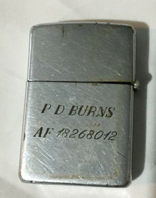 Vintage Zippo Lighter Pat 2032695 Engraved P D Burns Af 18268012