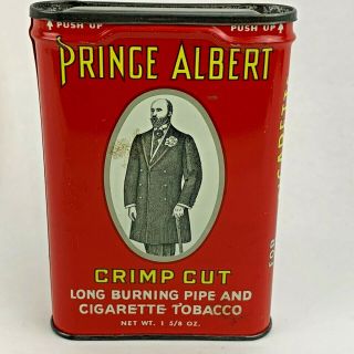 Vintage Old Prince Albert Crimp Cut Pipe & Cigarette Tobacco Tin Can Empty
