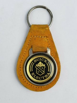 Vintage Buick Electra Logo Leather Keychain Keyring Fob Tab Yellow