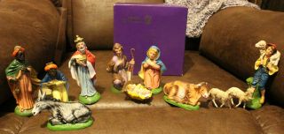 11 Pc Italy Nativity Vintage Plastic Hand Painted Mary Joseph Jesus Shepard Boy