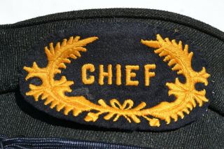 US VINTAGE ANTIQUE OBSOLETE POLICE CHIEF UNIFORM VISOR HAT CHICAGO MAKER STAMP 3