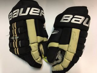 Jordan Staal 09 Pittsburgh Penguins Bauer Black 15 " Game Worn Hockey Gloves