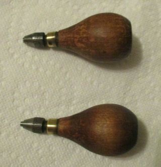 2 Vintage Graver Engraving Tool / File Holders W Wood Handles Adjustable Chucks