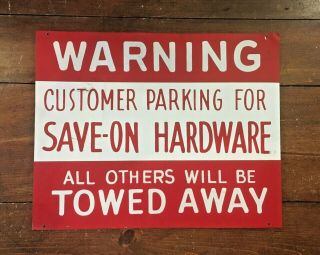 Vintage Hand Painted Save - On Hardware Store Sign From Huntington Long Island Ny