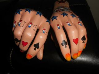 Vintage Hand Painted Womens Mannequin Hands Signed Pepe Halloween