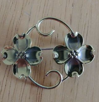Vintage Stuart Nye Rare Brass Double Dogwood Flower Pin/brooch
