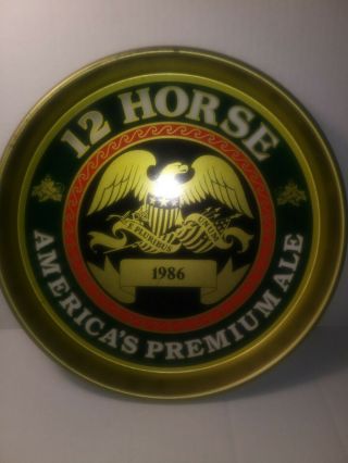 Vintage Genesee 12 Horse Ale Sign Metal Bar Tray Beer Collectible 1986