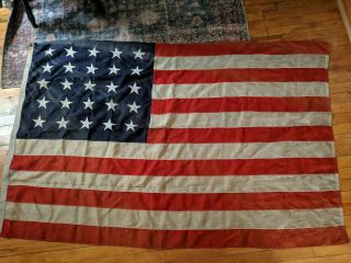 Antique Us American Flag 25 Stars 69 " X 45 " - Estate Find -