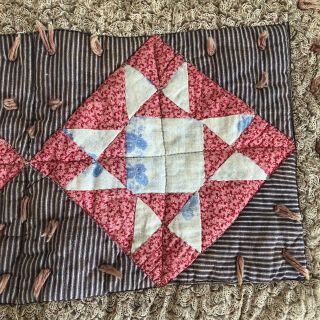Antique Doll Quilt Sawtooth Star Early Calico and Buffalo Check 2