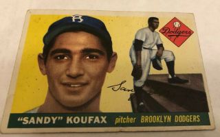 1955 Topps Sandy Koufax Brooklyn Dodgers 123 Rookie Card Rc No Creases