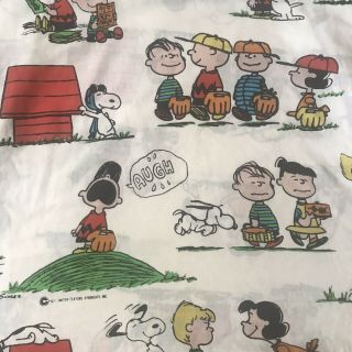 Peanuts Charlie Brown Snoopy 1971 Rare Vintage Twin Bed Fitted Sheet Usa Made