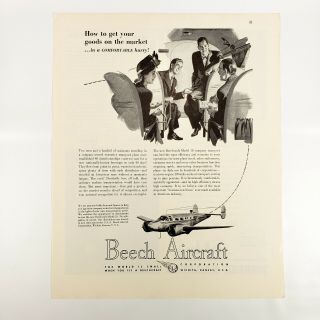 1946 Beech Aircraft Ad Beechcraft Executive Transport Model 18 Industry Office