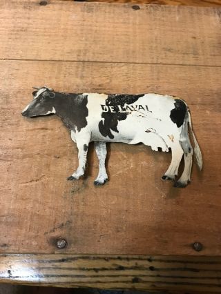 Vintage Advertising De Laval Cream Separator & Milker Metal Cow Cutout Tin Farm