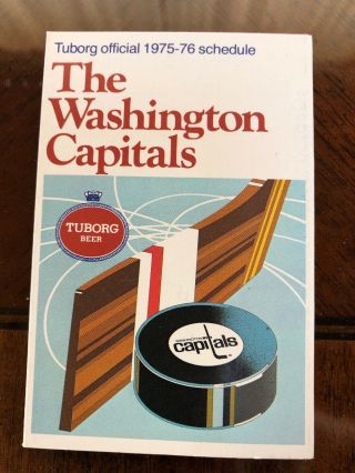 1975 - 76 Washington Capitals Hockey Pocket Schedule Tuborg Beer