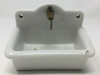 Vintage Dollhouse Miniature Porcelain White Kitchen Sink Made In Germany