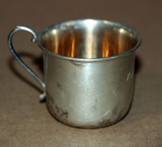 Vintage Sterling Silver Baby Cup Mug Glass Shot Marked 36.  4 Grams