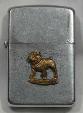1952 - 1953 Zippo Chrome Over Steel Applied Gold Mack Trucks Bulldog Emblem