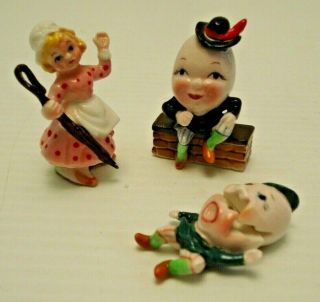 Vintage Pr Humpty Dumpty Egg Figurine Little Bo Peep Figure Nursery Rhyme Figure