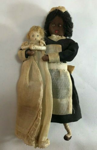 Antique Cloth Black Nanny With Baby