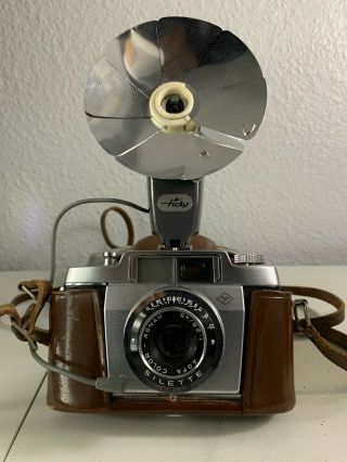 Vintage Agfa Silette Pronto 35mm Film Camera W/ 45mm F/2.  8 Lens W/ Flash