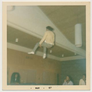 Black Teen Girl Flying Mid - Air Vtg Abstract Stop Motion Photo Color Snapshot