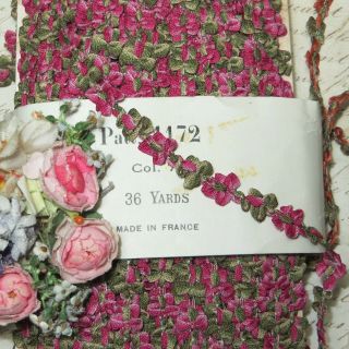 18 " Vtg French Rococo Trim Ombre Pink Fuchsia Rosette Doll Dress Flower Ribbon