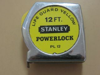 Vintage Stanley Powerlock 10 Ft Foot (pl 10) Life Guard Yellow Tape Measure