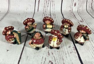 Vintage Mexican Folk Art Chalkware 7 Piece Mariachi Band & Dancers Figures