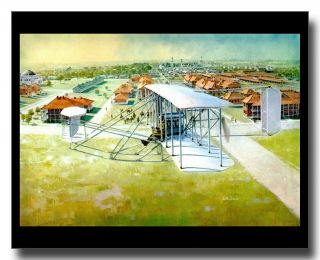 Wright Brothers Type A Biplane Fort Sam Houston Framed Picture Keith Ferris
