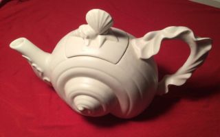 Vintage Hand Made Ivory Sea Shell Teapot Unique