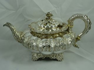, George Iv Solid Silver Tea Pot,  1828,  911gm