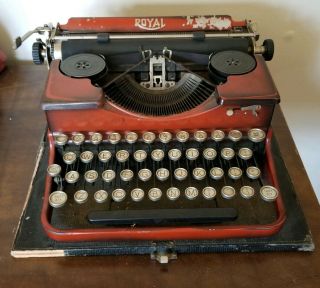 Red Royal Model P Typewriter W/ No Case Antique Vtg Portable Duotone