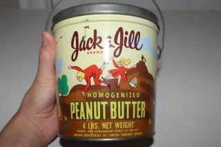 Vintage Jack & Jill Peanut Butter Tin Can,  4 Lb,  Packed In Toronto Loblaws S24