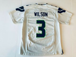 Russell Wilson Nike Seattle Seahawks White Jersey Youth Medium