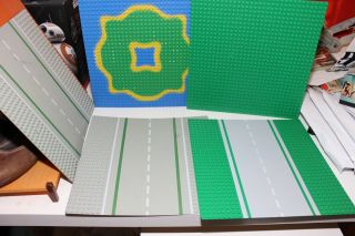 5 Lego Baseplates 3 Road 1 Island 1 Green Vintage 10 " X 10 "