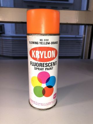 Vintage Krylon Spray Paint Can Glowing Yellow/orange 1968 Litho 60s Full