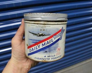 Vintage Daily Mail 75 Cent Tobacco Tin Lockheed Trans - Canada Airlines Advertisin