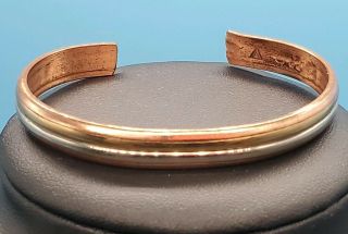 Vintage Sergio Lub Copper Cuff Bracelet With Silver Middle Band